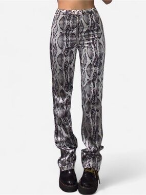 I.AM.GIA Snake Print High-Rise Straight Pants - Gray